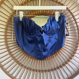Princess Polly Royal Blue Satin Corset Top